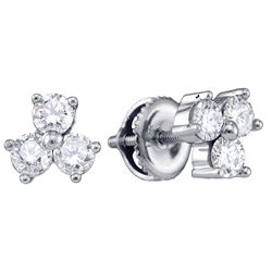 Diamond Stud Earrings 3/4 Cttw 14kt White Gold