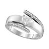 Image 1 : Diamond Solitaire Promise Bridal Ring 1/10 Cttw 14kt White Gold