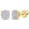 Image 1 : Diamond Circle Cluster Stud Earrings 1/4 Cttw 10kt Yellow Gold
