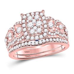 Diamond Bridal Wedding Engagement Ring Band Set 1.00 Cttw 14kt Rose Gold