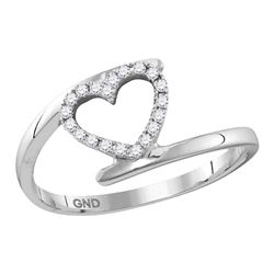 Diamond Held Heart Ring 1/8 Cttw 10kt White Gold