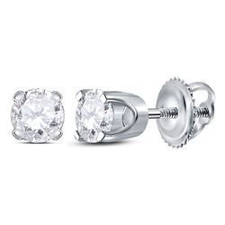 Unisex Diamond Solitaire Stud Earrings 3/8 Cttw 14kt White Gold