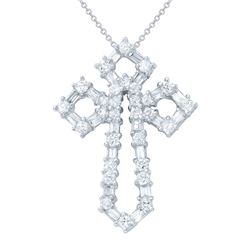 1.48 CTW Diamond Necklace 18K White Gold - REF-140F7N