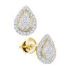 Image 1 : Diamond Teardrop Cluster Screwback Earrings 1/5 Cttw 10kt Yellow Gold