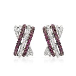 1.17 CTW Ruby & Diamond Earrings 14K White Gold - REF-87X8R