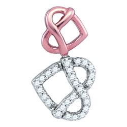 Diamond Double Heart Pretzel Pendant 1/6 Cttw 10kt Two-tone Gold