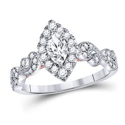 Marquise Diamond Solitaire Bridal Wedding Engagement Ring 3/4 Cttw 14kt Two-tone Gold