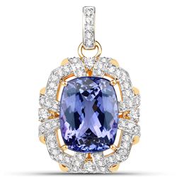 16.05 ctw Tanzanite & Diamond Pendant 18K Yellow Gold - REF-1080W6M