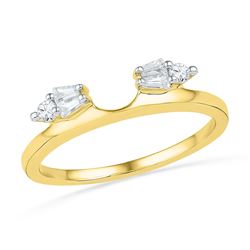 Baguette Diamond Ring Guard Wrap Solitaire Enhancer 1/5 Cttw 14kt Yellow Gold