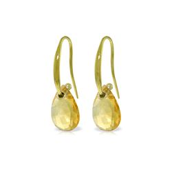 Genuine 8 ctw Citrine Earrings 14KT Yellow Gold - REF-36A8K