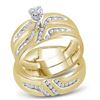 Image 1 : His & Hers Diamond Solitaire Matching Bridal Wedding Ring Band Set 1/4 Cttw 10kt Yellow Gold