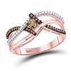 Image 1 : Round Brown Diamond Solitaire Ring 1/4 Cttw 10kt Rose Gold