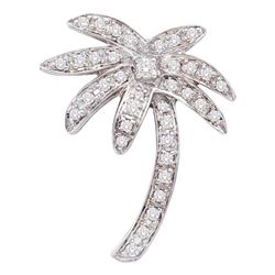 Diamond Palm Tree Nautical Beach Pendant 1/4 Cttw 14kt White Gold