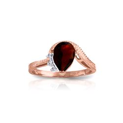 Genuine 1.52 ctw Garnet & Diamond Ring 14KT Rose Gold - REF-51M4T