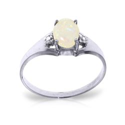 Genuine 0.46 ctw Opal & Diamond Ring 14KT White Gold - REF-22N3R