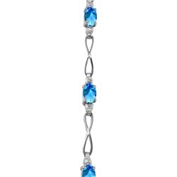 Genuine 1.16 ctw Blue Topaz & Diamond Bracelet 14KT White Gold - REF-62P3H