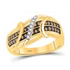 Image 1 : Round Brown Diamond Crossover Strand Band 1/4 Cttw 10kt Yellow Gold
