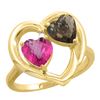 Image 1 : 2.61 CTW Diamond, Pink Topaz & Quartz Ring 10K Yellow Gold - REF-23X7M