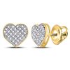 Image 1 : Diamond Heart Cluster Screwback Earrings 1/6 Cttw 10kt Yellow Gold