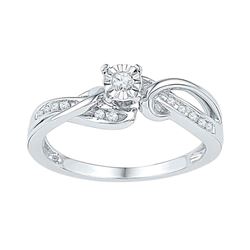 Diamond Solitaire Bridal Wedding Engagement Ring 1/8 Cttw 10kt White Gold
