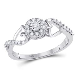 Diamond Cluster Heart Promise Bridal Ring 1/6 Cttw 10kt White Gold