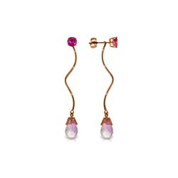 Genuine 6.8 ctw Pink Topaz Earrings 14KT Rose Gold - REF-39X3M