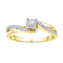 Diamond Solitaire Bridal Wedding Engagement Ring 1/8 Cttw 10kt Yellow Gold