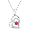 Image 1 : Round Lab-Created Ruby Heart Pendant 1/2 Cttw 10kt White Gold