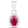 Image 1 : 0.65 ctw Ruby & White Diamond Pendant 14K White Gold - REF-30M2R