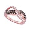 Image 1 : Round Brown Diamond Crossover Band Ring 1/2 Cttw 10kt Rose Gold