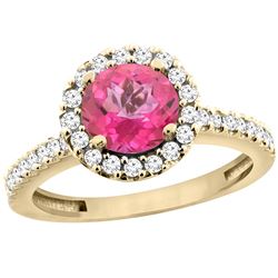 1.38 CTW Pink Topaz & Diamond Ring 10K Yellow Gold - REF-54W4F