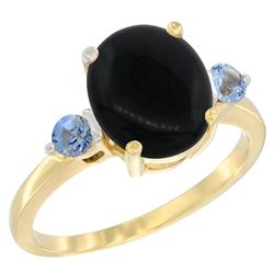 1.79 CTW Onyx & Blue Sapphire Ring 10K Yellow Gold - REF-22M4K