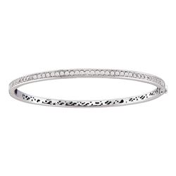 Diamond Classic Single Row Bangle Bracelet 1.00 Cttw 14kt White Gold