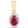 Image 1 : 0.62 ctw Ruby & White Diamond Pendant 14K Yellow Gold - REF-28M2F