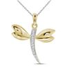 Image 1 : Diamond-accented Dragonfly Winged Bug Insect Charm Pendant .03 Cttw 10k Yellow Gold