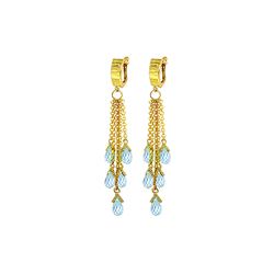 Genuine 7.3 ctw Blue Topaz Earrings 14KT Yellow Gold - REF-62K3V