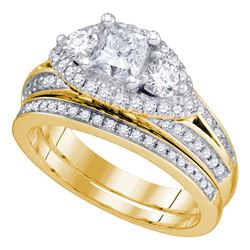 Diamond Bridal Wedding Engagement Ring Band Set 2-3/4 Cttw 14kt Yellow Gold