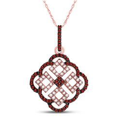 Round Red Color Enhanced Diamond Square Cluster Pendant 1/2 Cttw 10kt Rose Gold