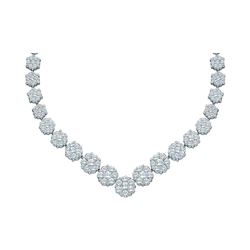 Diamond Cluster V-Shape Luxury Necklace 5.00 Cttw 14kt White Gold