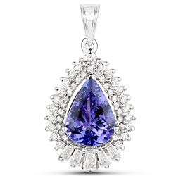 3.18 ctw Tanzanite & Diamond Pendant 14K White Gold - REF-174M8R