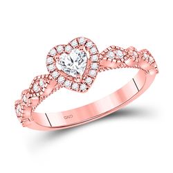 Heart Diamond Solitaire Bridal Wedding Engagement Ring 3/8 Cttw 10kt Rose Gold