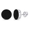 Image 1 : Unisex Round Black Color Enhanced Diamond Cluster Earrings 1/2 Cttw 10kt White Gold