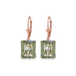 Genuine 13 ctw Green Amethyst Earrings 14KT Rose Gold - REF-54Z2N