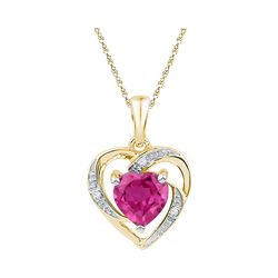 Round Lab-Created Pink Sapphire Heart Pendant 1.00 Cttw 10kt Yellow Gold