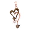 Image 1 : Round Red Color Enhanced Diamond Cluster Heart Droplet Pendant 1/5 Cttw 10kt Rose Gold