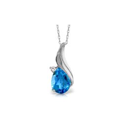 Genuine 2.53 ctw Blue Topaz & Diamond Necklace 14KT White Gold - REF-36N2R