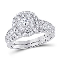 Diamond Bridal Wedding Engagement Ring Band Set 1.00 Cttw 14kt White Gold