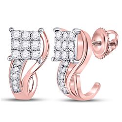 Diamond Square Half J Hoop Earrings 3/8 Cttw 10kt Rose Gold