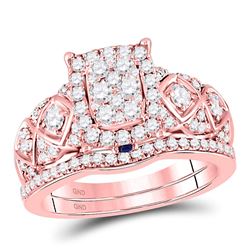 Diamond Vintage-inspired Bridal Wedding Engagement Ring Band Set 1.00 Cttw 14kt Rose Gold