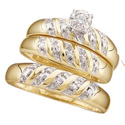 His Hers Diamond Solitaire Matching Bridal Wedding Ring Band Set 1/20 Cttw 10kt Yellow Gold